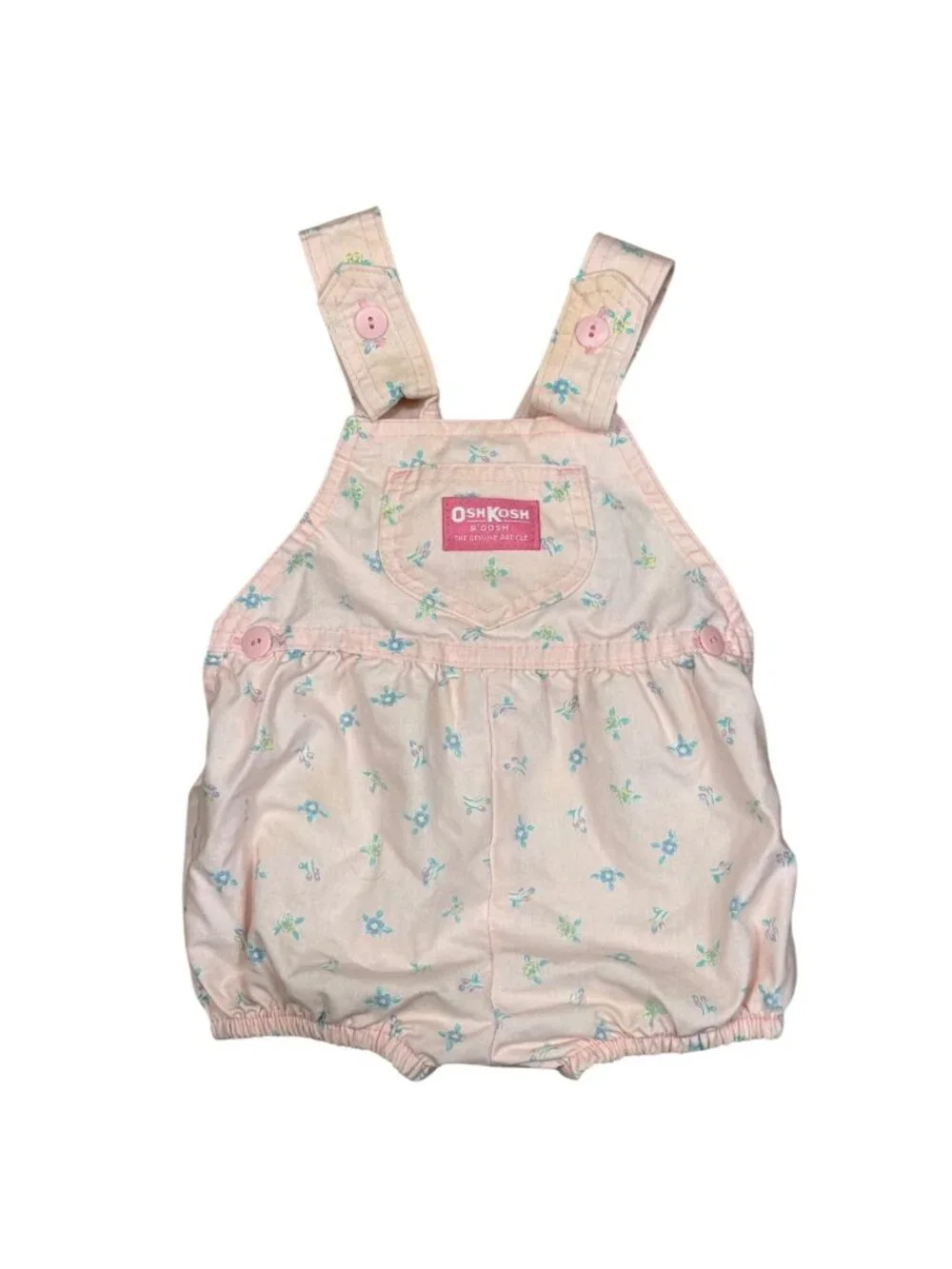 90s Osh Kosh B Gosh Pink Floral Baby Bubble Romper 18M Cotton USA